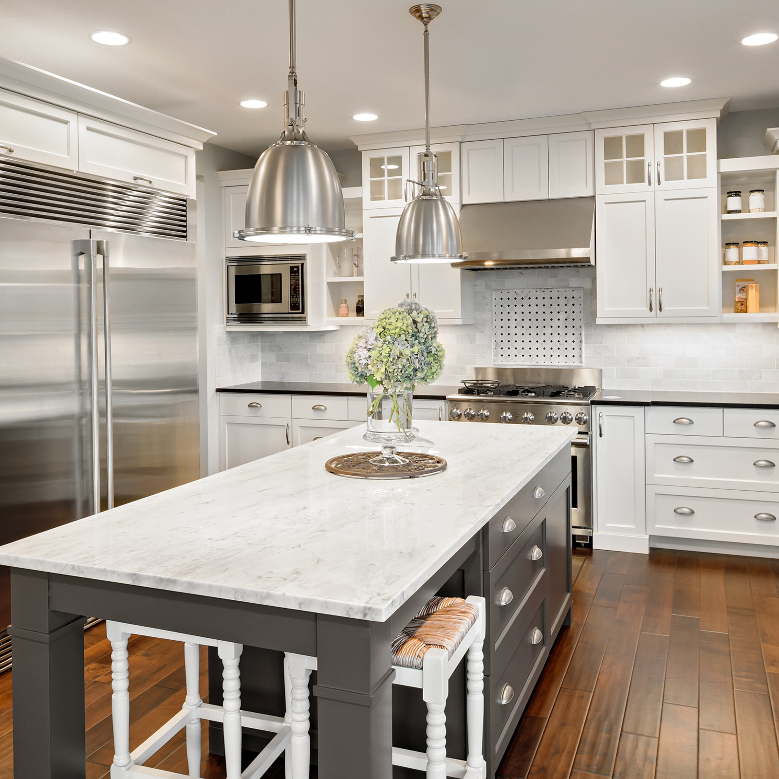 Backsplash in Engineered Hardwood Kitchen