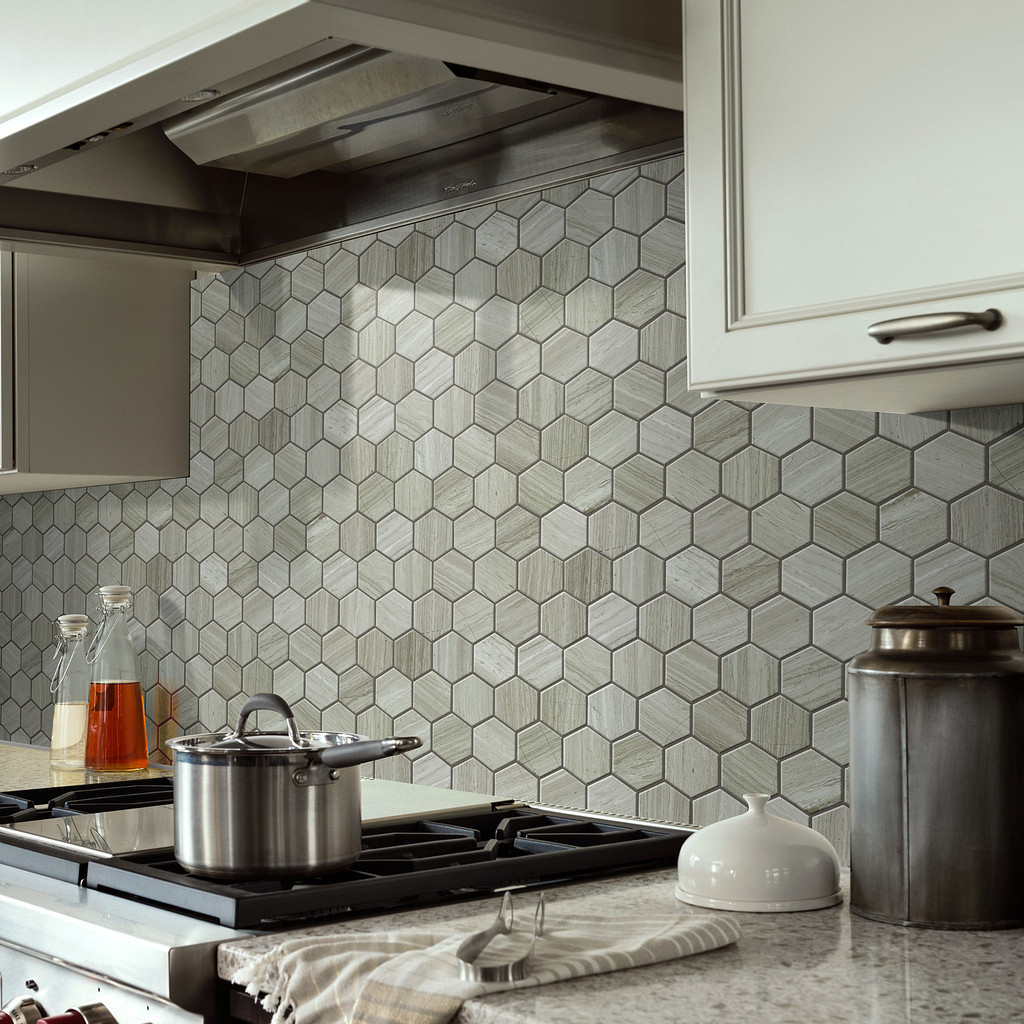 natural stone tile backsplash