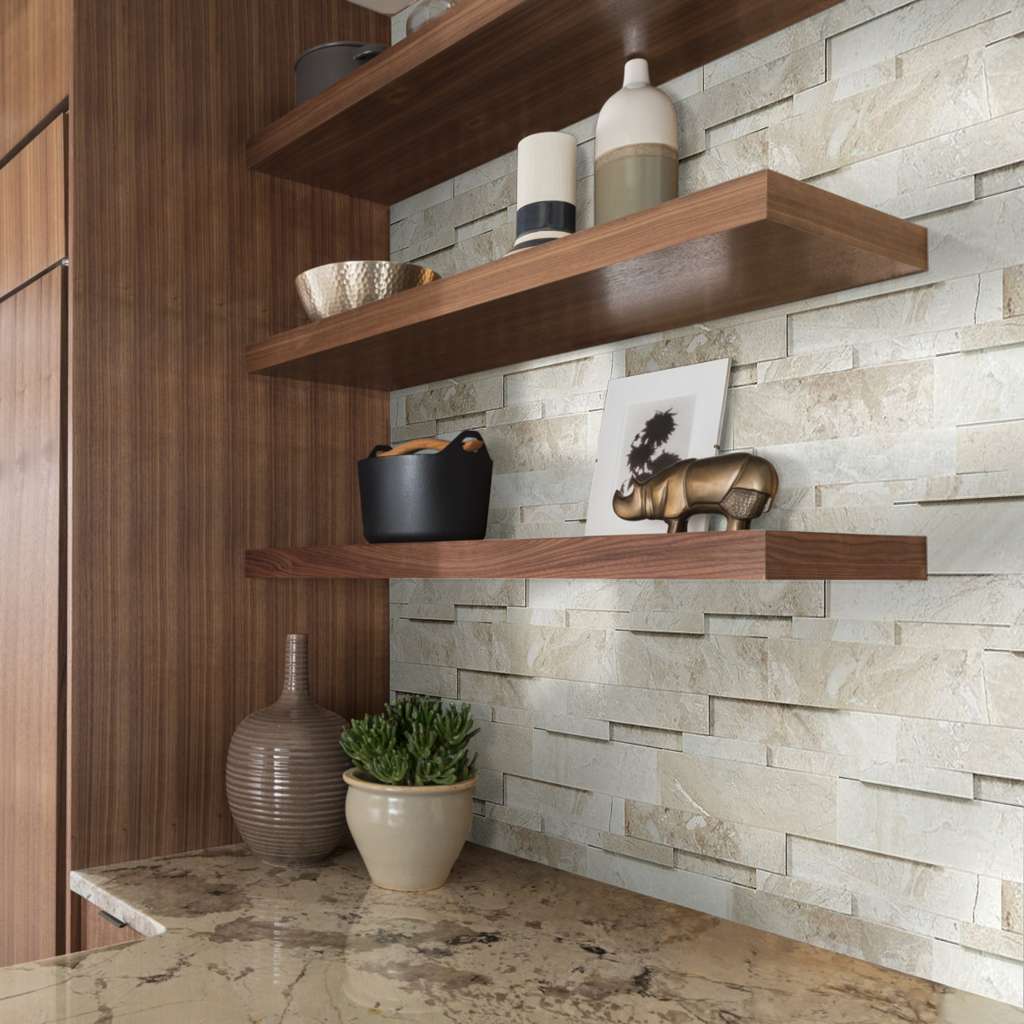 natural stone tile backsplash