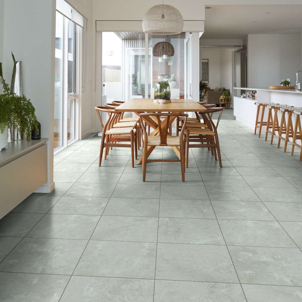 Dining room with vinyl tiles