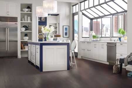 Striking the Perfect Balance Between Darker Floors and Bright Cabinetry 
